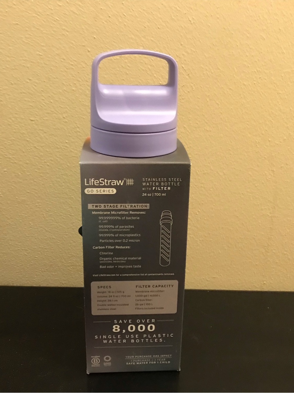 LifeStraw Go Series Stainless Steel Water Bottle - Lavender